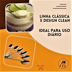 Jogo 12 Colheres Sobremesa Aço Inox Durável Cozinha Casa Restaurante Presente Elegante Kit Conjunto - 6