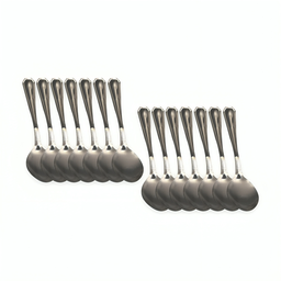 Jogo 12 Colheres Sobremesa Aço Inox Durável Cozinha Casa Restaurante Presente Elegante Kit Conjunto - 1
