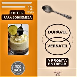 Jogo 12 Colheres Sobremesa Aço Inox Durável Cozinha Casa Restaurante Presente Elegante Kit Conjunto - 4