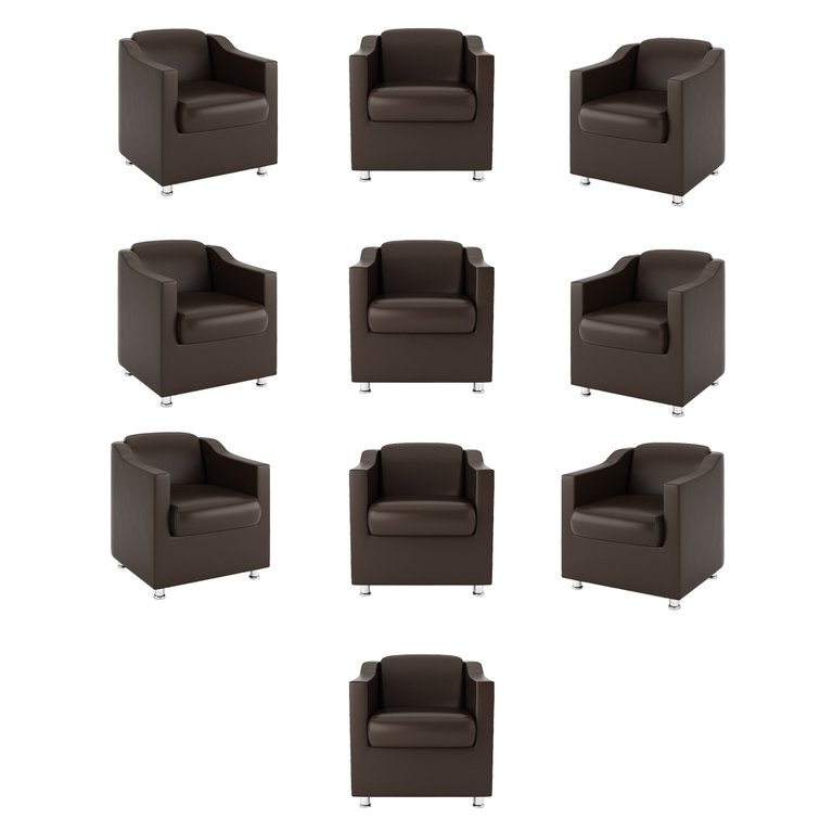 Kit 10 Poltronas para Recepção Clínica Médica Balaqui Decor Cor:Courino Marrom