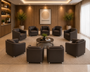 Ver imagem 1 de Kit 10 Poltronas para Recepção Clínica Médica Balaqui Decor Cor:courino Marrom