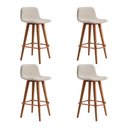 Ver imagem 1 de Kit 4 Banquetas Linea Baixa Luxo Aço Cobre Assento Linho Cozinha Ilha Design Moderno - Cobre/Palha