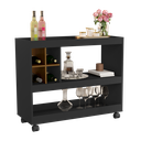 Ver imagem 2 de Aparador Bar com Rodizios 4050 Cor Preto/caramelo