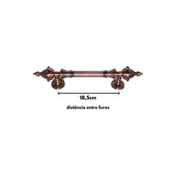 Puxador para Porta Colonial Jd Cobre Envelhecido 33cm - 2