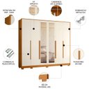 Ver imagem 3 de Guarda Roupa Casal 270cm com Espelho Fascine A02 Off/cinamomo - Mpozenato