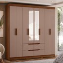 Ver imagem 3 de Guarda Roupa Casal Doble 08 Portas com Espelho e Cômoda Doble Nogueira Capuccino - Móveis Albatroz