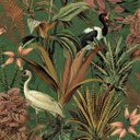 Ver imagem 1 de Papel de Parede Folhagem e Garças Verde Escuro Vinilico+cola Inclusa