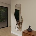 Ver imagem 2 de Espelho Orgânico 115cm X 60cm E21 Moldura Couro Caramelo Luxo Quarto