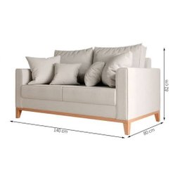 Sofá Beny 2 Lugares 140cm Base de Madeira Linho: Cinza - 3