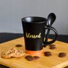 Caneca Preto fosco Blessed com Colher base Laranja 310ml - 2