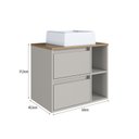Ver mais imagens de Conjunto Gabinete Banheiro Modulado 96cm com 4 Peças Iluminação LED e Cuba Cinza/Arenas