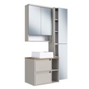 Ver imagem 2 de Conjunto Gabinete Banheiro Modulado 96cm com 4 Peças Iluminação LED e Cuba Cinza/Arenas