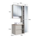 Ver imagem 3 de Conjunto Gabinete Banheiro Modulado 96cm com 4 Peças Iluminação LED e Cuba Cinza/Arenas