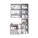 Ver imagem 4 de Conjunto Gabinete Banheiro Modulado 96cm com 4 Peças Iluminação LED e Cuba Cinza/Arenas