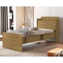 Ver imagem 1 de Cama Solteiro Tamires Nature com Gavetas Prateleiras e Bau para Quarto Moderna de Mdf