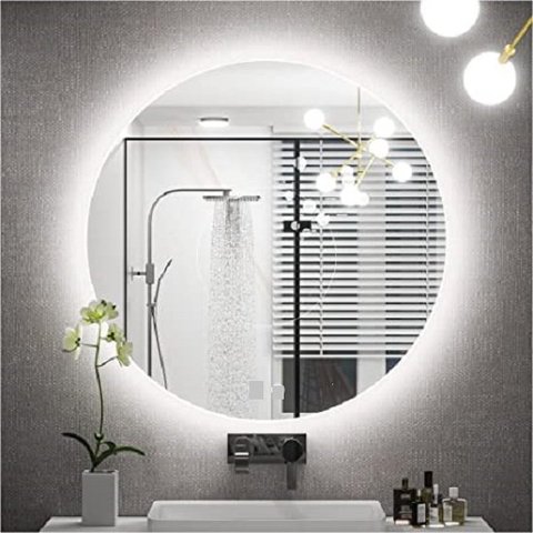 Espelho redondo iluminado com LED frio 70cm