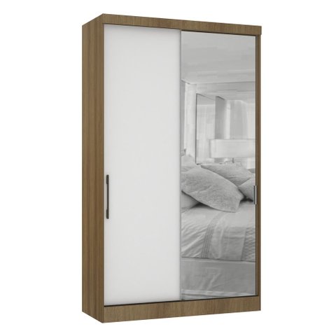 Guarda Roupa Dormitório Modulado Paris Módulo 2 Portas de Correr Espelho - Luciane 329E:Avelã e Bran