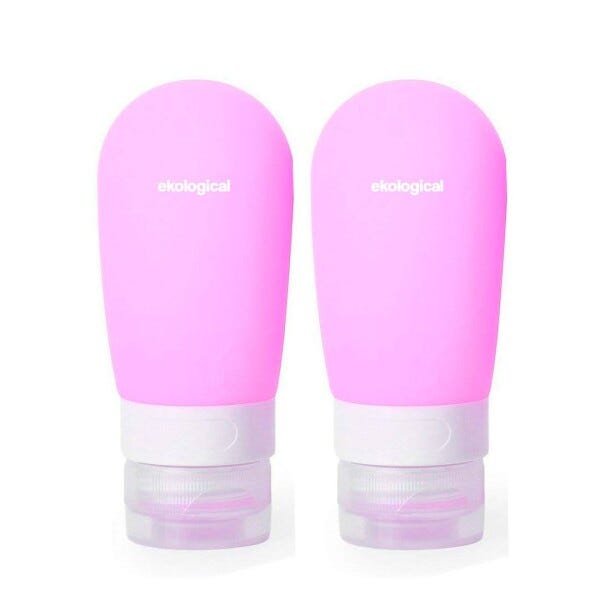 Kit de 2 Frascos de Silicone para Viagem - Fúcsia - 1