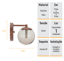 Ver imagem 7 de Arandela Figo Bronze com Globo de Vidro Fumê