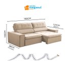 Ver imagem 2 de Sofá Retratil Reclinável 2 Lugares 160cm Confortável Megasul:veludo Bege