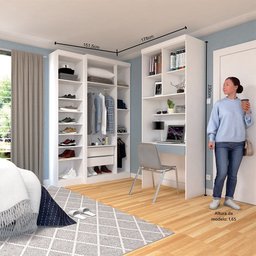 Quarto Home Office com Guarda Roupas e Bancada de Estudos Alpes Luciane Móveis - 3
