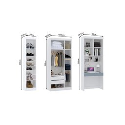 Quarto Home Office com Guarda Roupas e Bancada de Estudos Alpes Luciane Móveis - 4