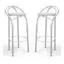 Ver imagem 1 de Kit 2 Banquetas Cromada Cozinha Alta Assento Branco - Poltronas Do Sul - Cromada - Branco