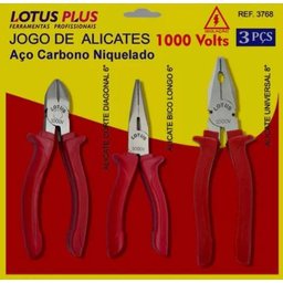 Jogo Alicates 3 Pçs Universal, Bico Longo e Corte 1000 Volts - 2