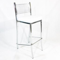 Kit 2 Banquetas Empilhável Cozinha Cromada Alta Assento Branco - Poltronas do Sul - Cromada - Branco - 3