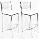 Ver imagem 1 de Kit 2 Banquetas Empilhável Cozinha Cromada Alta Assento Branco - Poltronas do Sul - Cromada - Branco