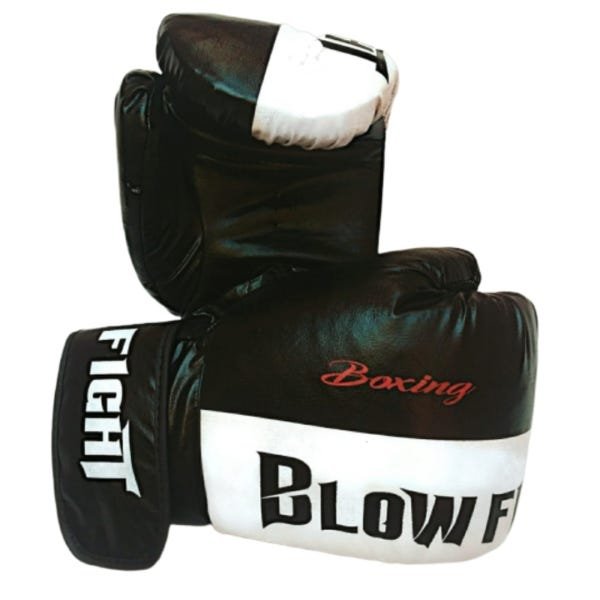 Luva de Boxe Muay Thai Preto com Branco Blow Fight 14 oz - 1