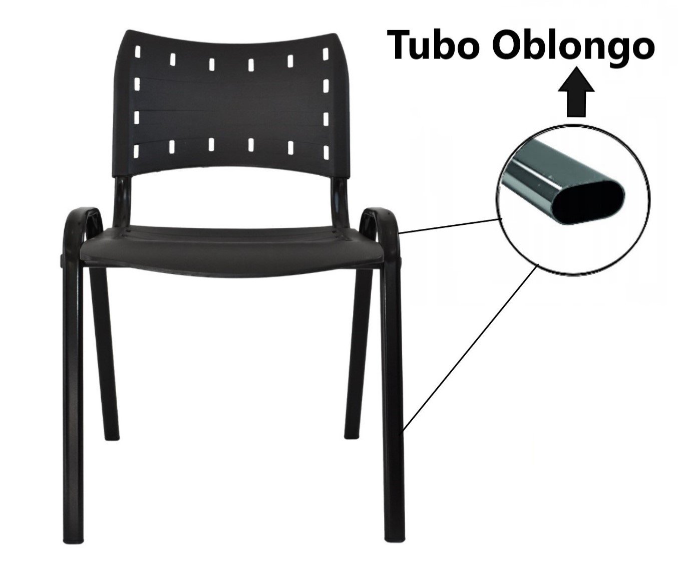 Kit com 10 Cadeiras Iso para Escola Escritório Comércio Preta Base Preta Ecomhome - 6