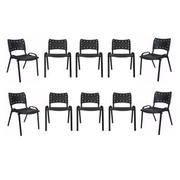 Kit com 10 Cadeiras Iso para Escola Escritório Comércio Preta Base Preta Ecomhome - 3