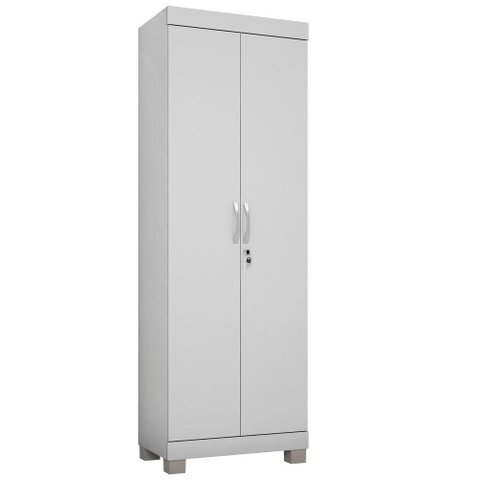 Armário Multiuso 2 Portas C/ Chave 5 Prateleiras Mucuri Jcm Movelaria Branco