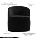 Ver imagem 3 de Poltrona Decorativa Design Moderno Bel Sala de Estar Base Giratória Veludo Preto G33 - Gran Belo