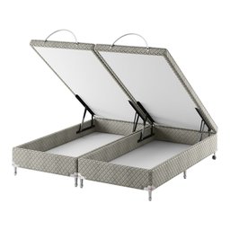 Base Box Baú Bipartido Queen Spubio Incofal Bege 158x198x40cm - 1