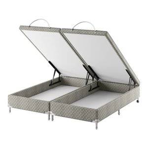 Base Box Baú Bipartido Queen Spubio Incofal Bege 158x198x40cm