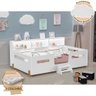 Cama Juvenil Mary com Escada Led e Nicho Colchão Branco/mel Acompanha Luminária Nuvem - 1