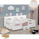 Ver imagem 1 de Cama Juvenil Mary com Escada Led e Nicho Colchão Branco/mel Acompanha Luminária Nuvem