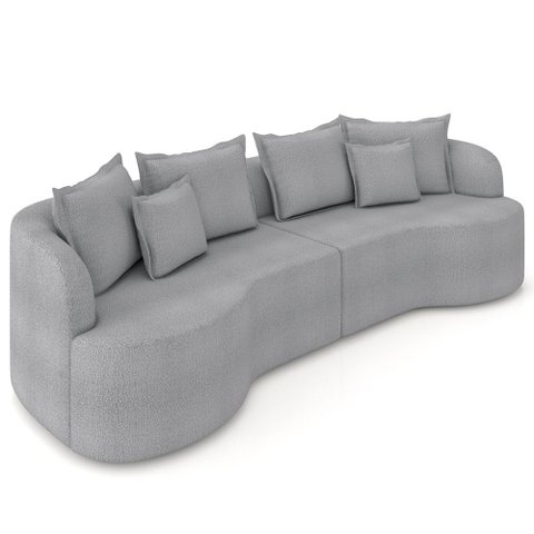 Sofá 4 Lugares Orgânico Sala de Estar Living 290cm Ekos K01 Bouclê Cinza - Lyam Decor