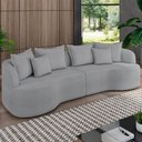Ver imagem 2 de Sofá 4 Lugares Orgânico Sala de Estar Living 290cm Ekos K01 Bouclê Cinza - Lyam Decor