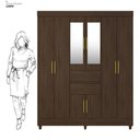 Ver imagem 4 de Guarda Roupa Casal 8 Portas com Espelho e 2 Gavetas Paranaguá - Ébano Touch
