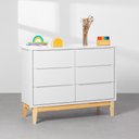 Ver imagem 6 de Kit Quarto Theo com Pés Square Natural - Berço + Cômoda 6 Gavetas + Guarda-roupa 3 Portas + Poltrona