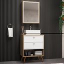 Ver imagem 2 de Conjunto para Banheiro Balcão e Armário com Pés 60cm Lionel B06 Branco Nogal - Lyam Decor