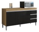 Ver imagem 1 de Gabinete Multiuso Gabriela S/tampo 150cm 4portas Amêndoa/pto