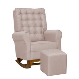 Poltrona de Amamentação Manuela com Puff Bebê Completo:tb 196 Linho Rose - 1