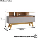 Ver imagem 3 de Rack Bancada Tv 50 Pol 120 Cm Rubi Cinamomo Off White Bechara