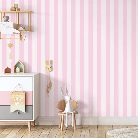 Papel de Parede Texturizado Listrado Rosa Médio - Pp446-2:(1,06m X 15,6m) - Pp446-2