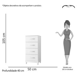 Cômoda 4 Gavetas Mobi Flex Branco - 3 Cômoda 4 Gavetas Mobi Flex Branco - 3