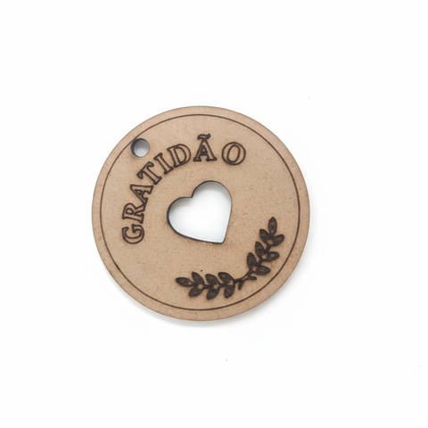 Kit 50 Chaveiros Mdf 3mm Gratidão + Coração Vazado + Ramo Cru
